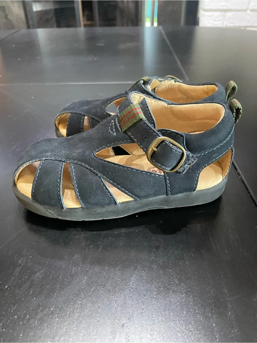 Stride rite Kids Navy suede Sandals Adj Strap walkers fisherman shoes sz 8W